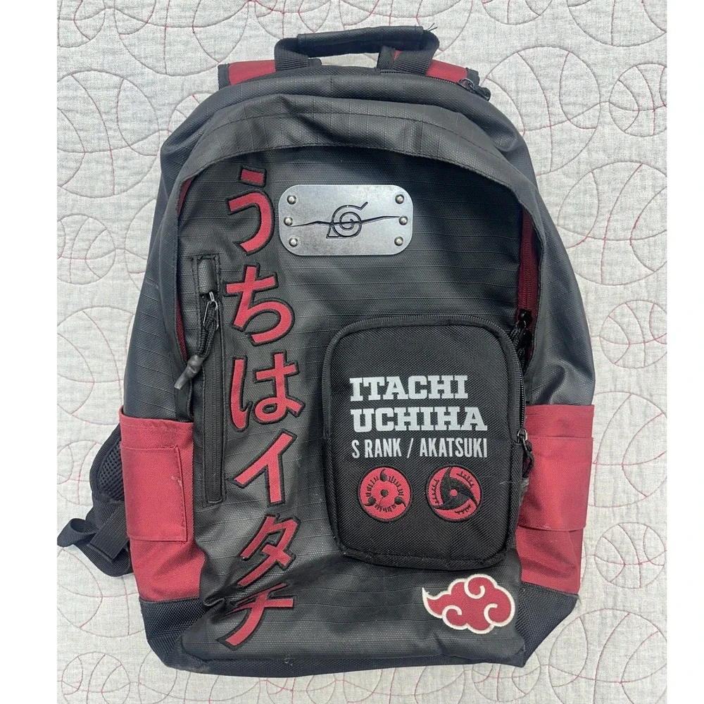 Bioworld Naruto Backpack With Pouch Black Red Itachi Uchiha Akatsuki